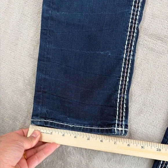 Rock Revival Avery Straight Jeans Western Rock Bling Embellished Women 31 Blue - Picture 10 of 12